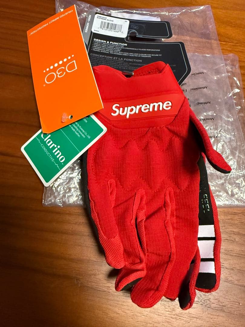 未使用品　18SS Supreme Fox Racing Gloves 赤　M