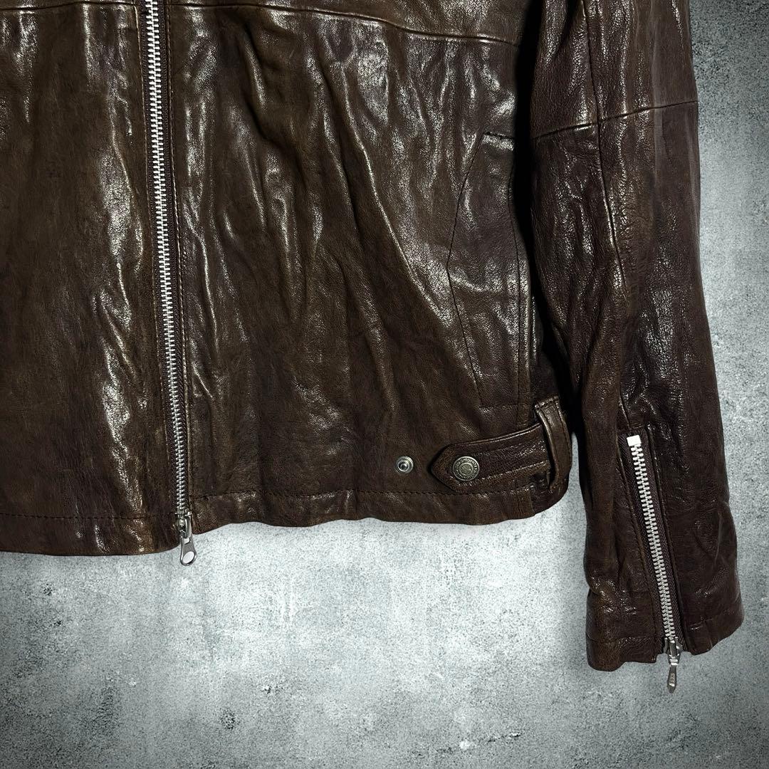 トルネードマート ラムレザー シングルライダースジャケット L