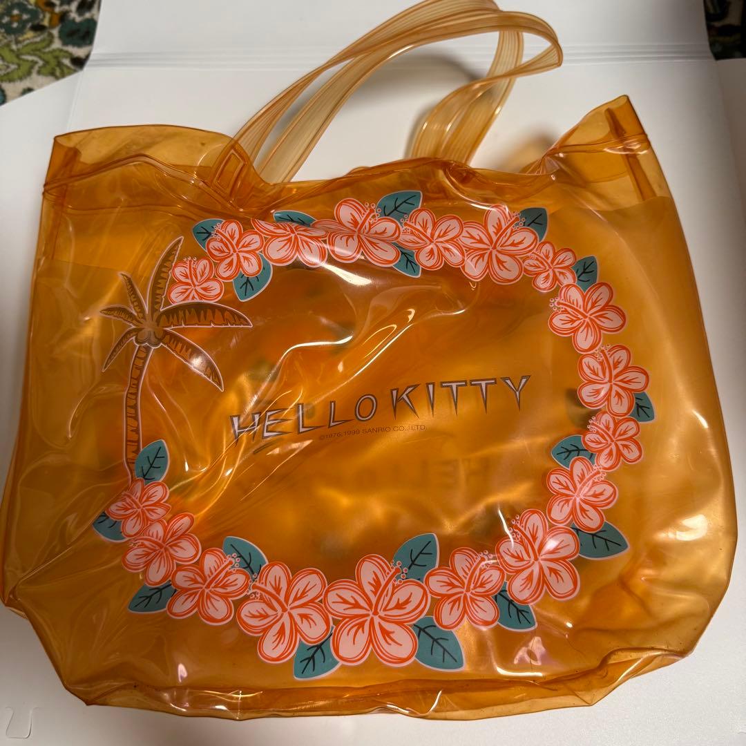 HALLO KITTY ハローキティビニールポーチ バッグ　オレンジ ゴーグル