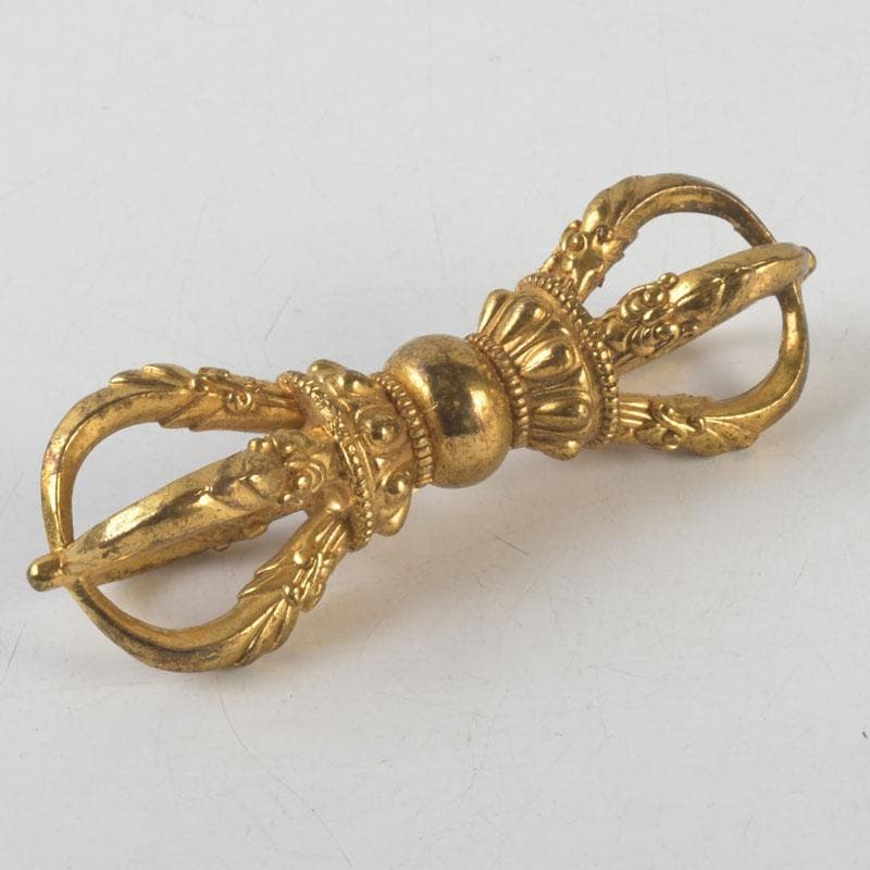 チベット密教法具　古銅鍍金　五鈷杵　金剛杵　V　9570