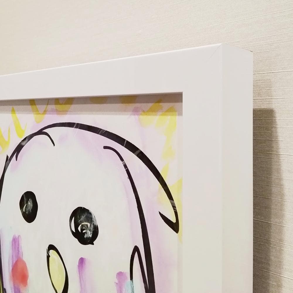 内野隆文　午後のフクロウ　絵画　ドローイング　イラスト　梟　アクリル　額付　真作