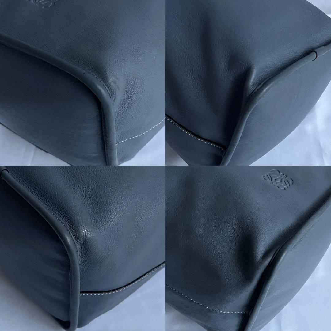 ✨極美品✨　LOEWE アナグラム　ショルダーバッグ　ブルーグレー　レザー