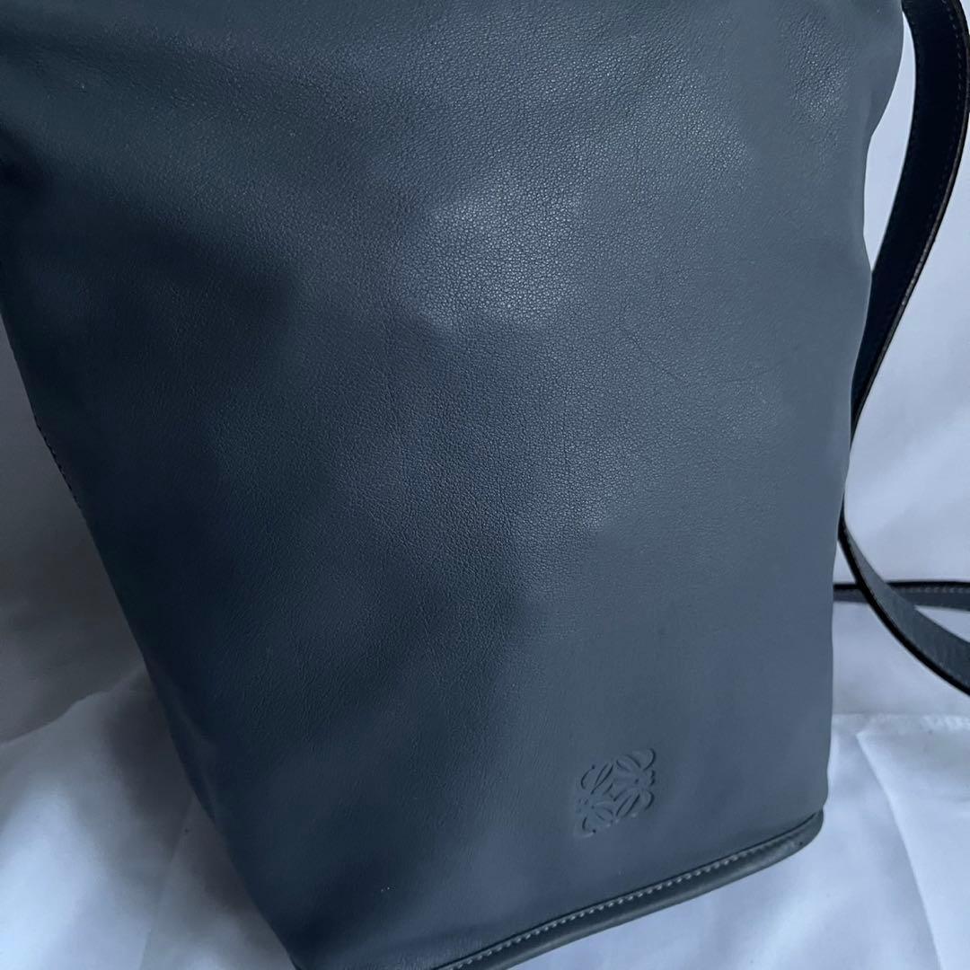 ✨極美品✨　LOEWE アナグラム　ショルダーバッグ　ブルーグレー　レザー
