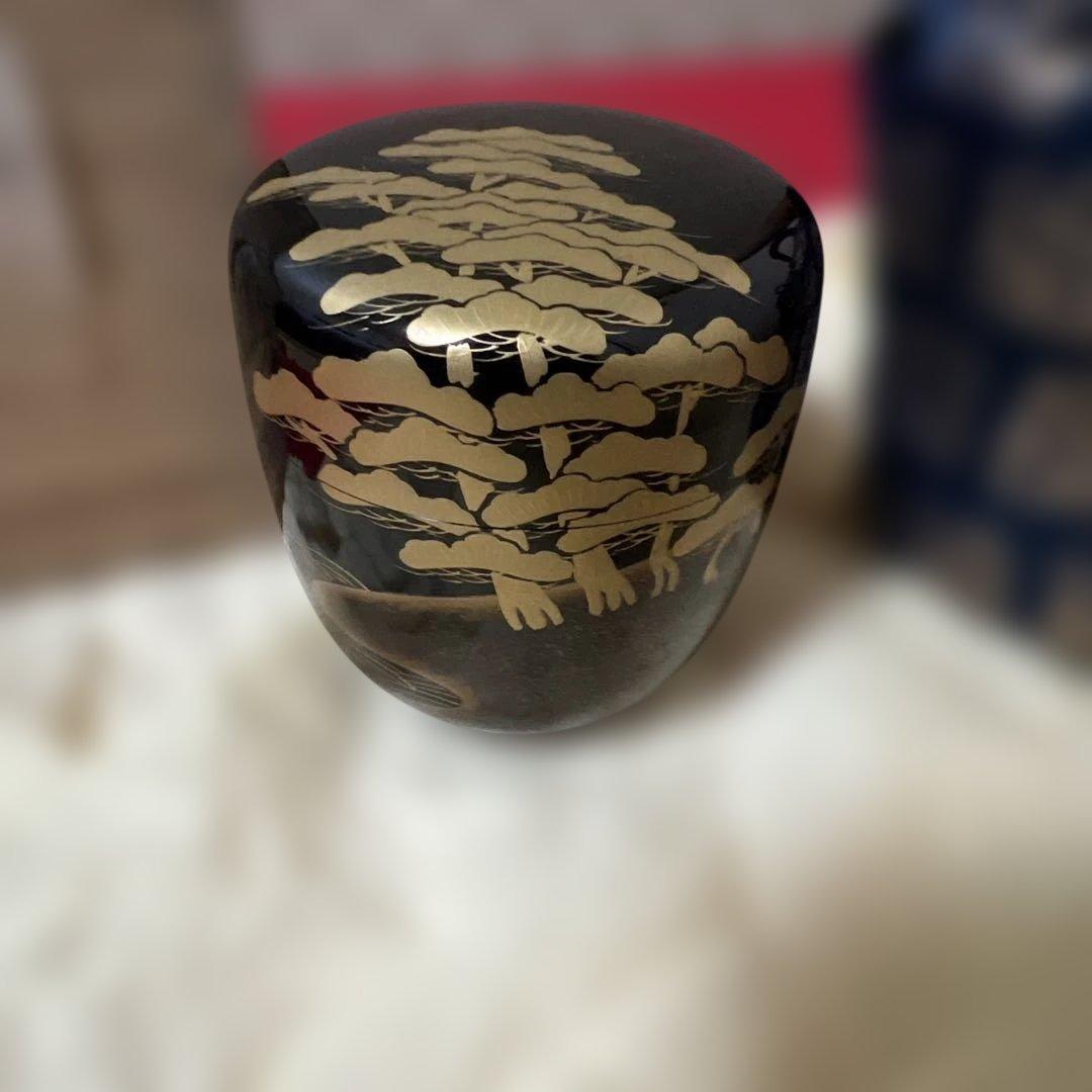 塗師　岡本陽斎　浜松蒔絵　黒中棗　供箱　仕覆