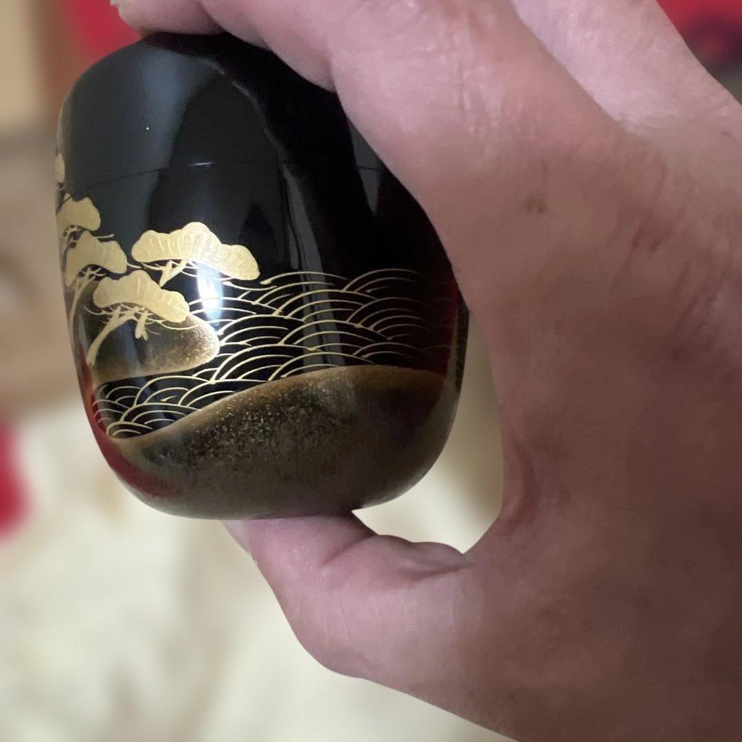 塗師　岡本陽斎　浜松蒔絵　黒中棗　供箱　仕覆