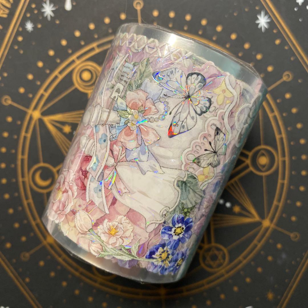 【O】海外　10m巻　貝殻光マスキングテープ　お花系/人物系/装飾系