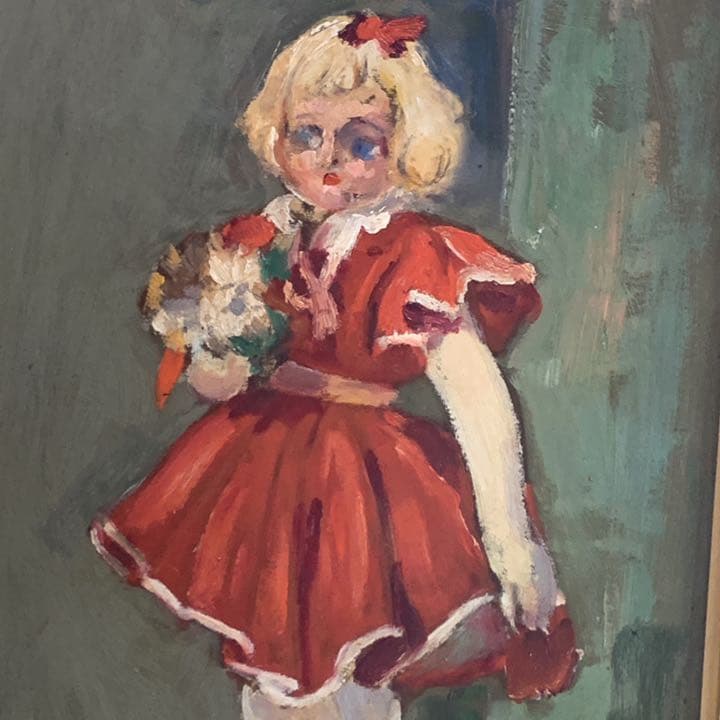 豪華！華族 油絵 人形ドレス ゴールド 額縁 原口 アンティーク