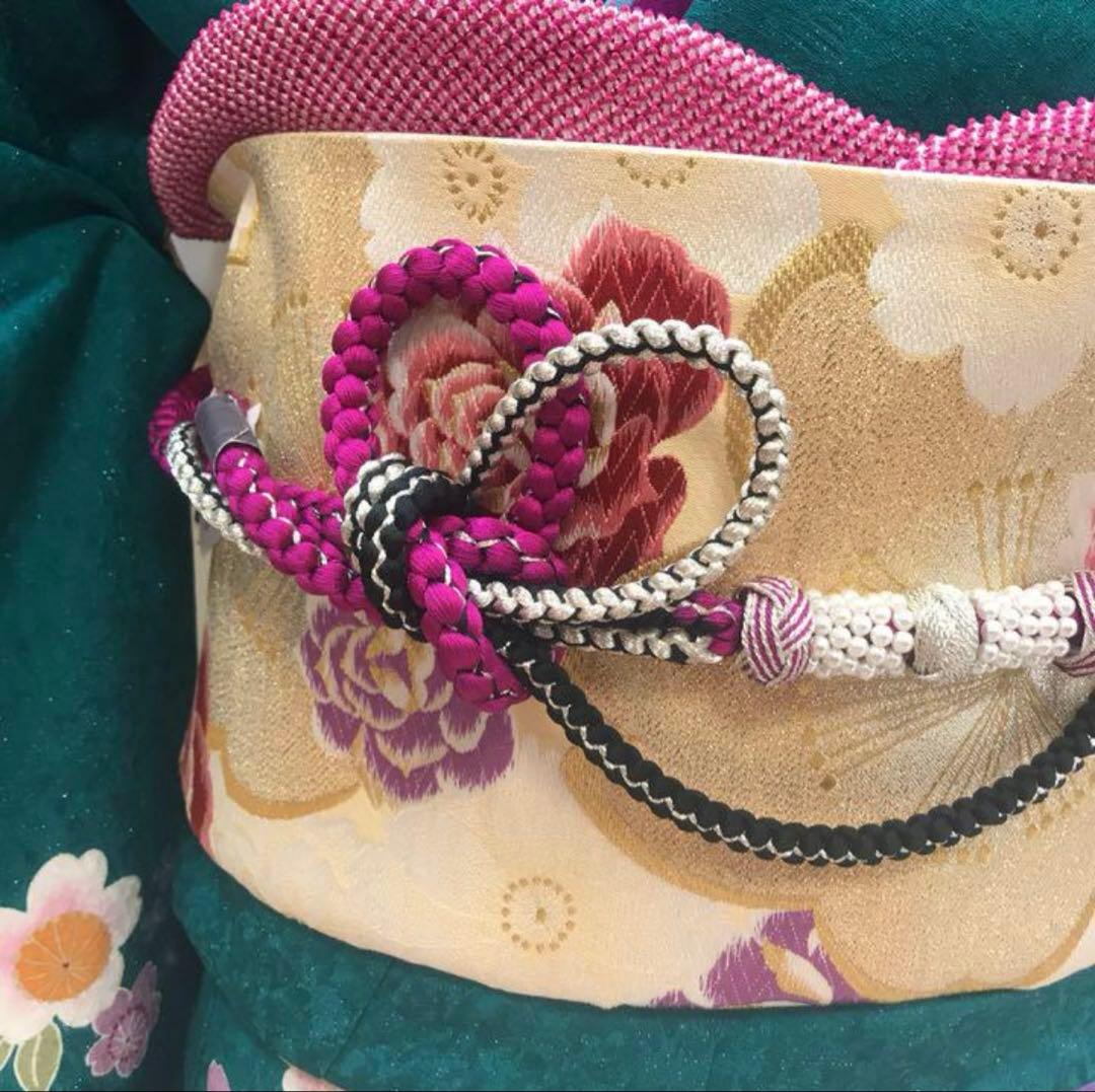 グリーン　ターコイズブルー 振袖　成人式　ショール　髪飾り　草履　バッグ一式