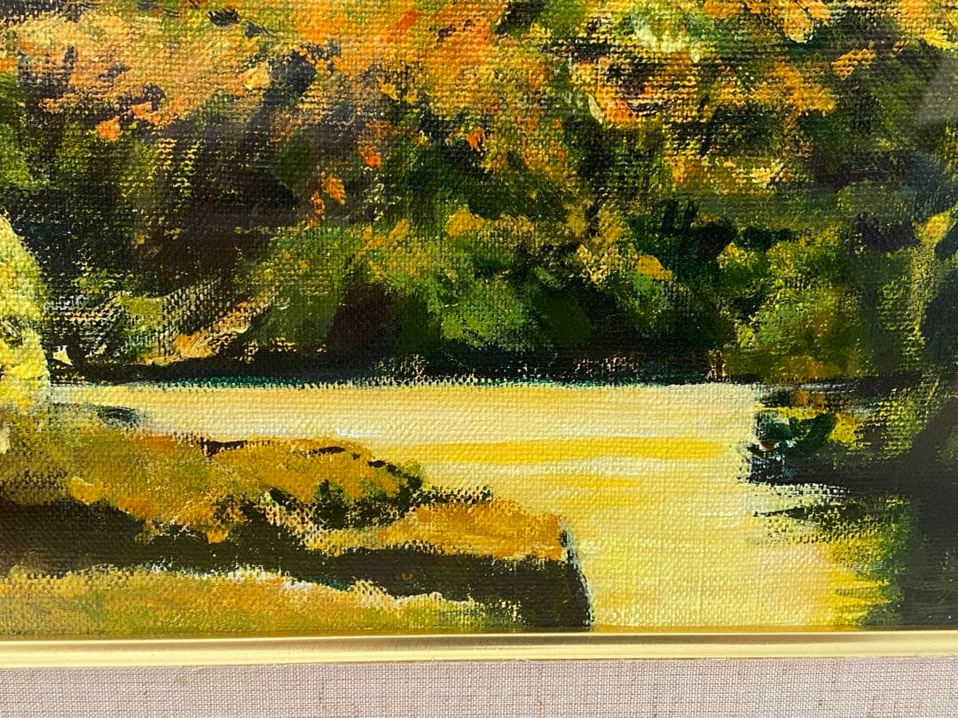 油絵　花井善道　『 錦秋十和田湖 』　共シール　画　F6号