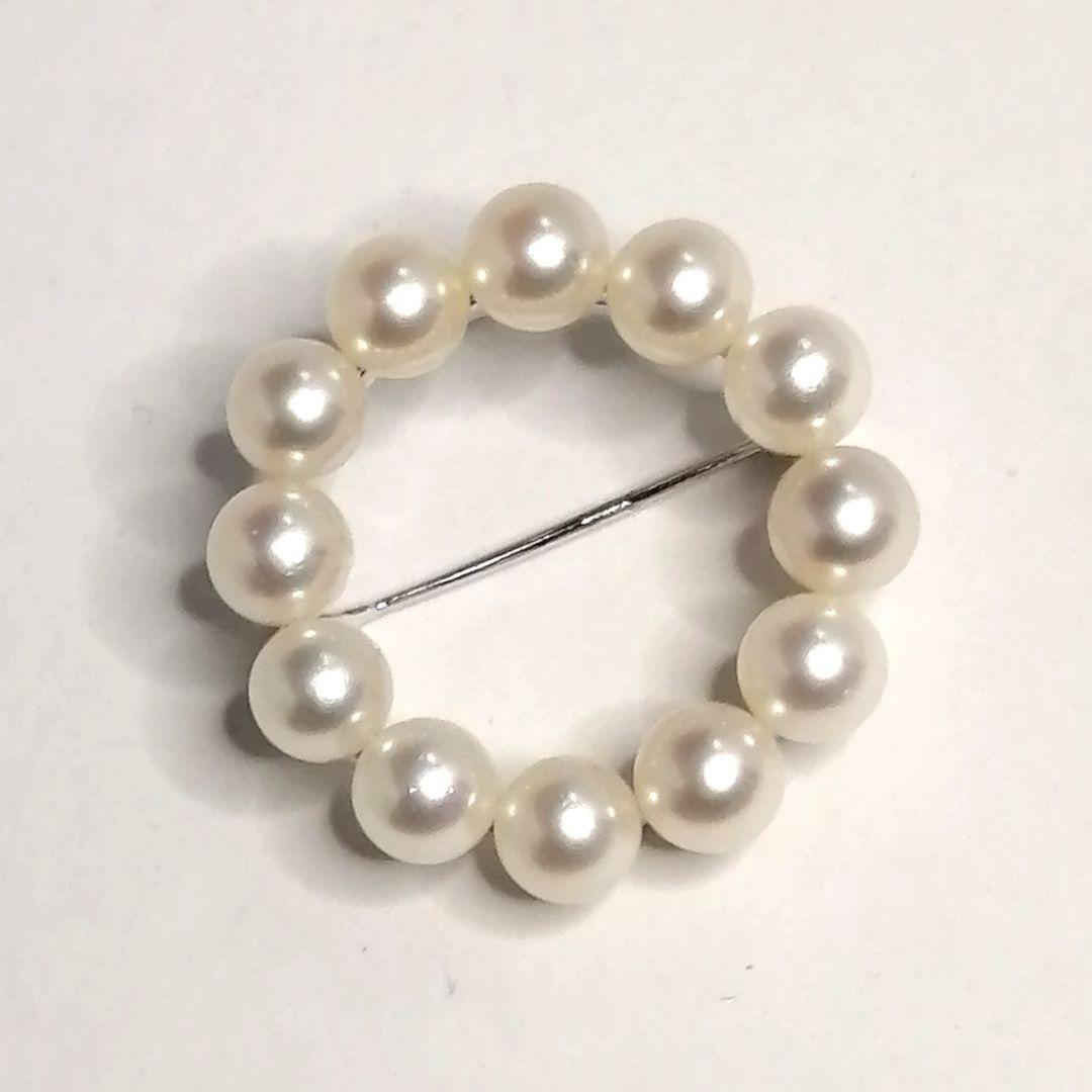 極美品✨TASAKI　アコヤ真珠　ブローチ　サークル　刻印　6.5mm　3cm