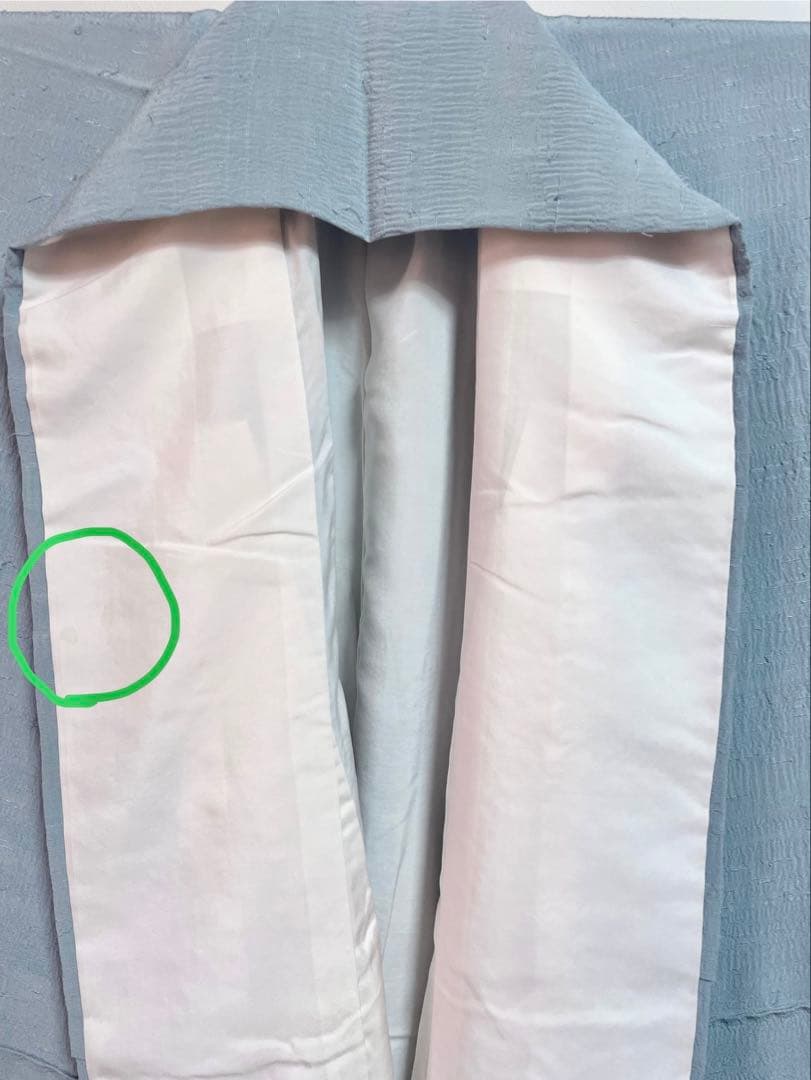 ［ 紬/色無地 ］生紬　袷　正絹　水色　縮緬　ちりめん　人気色　仕付け糸付き