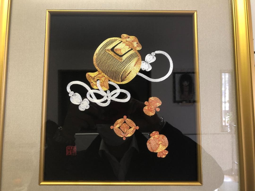 刺繍画　金の小づち