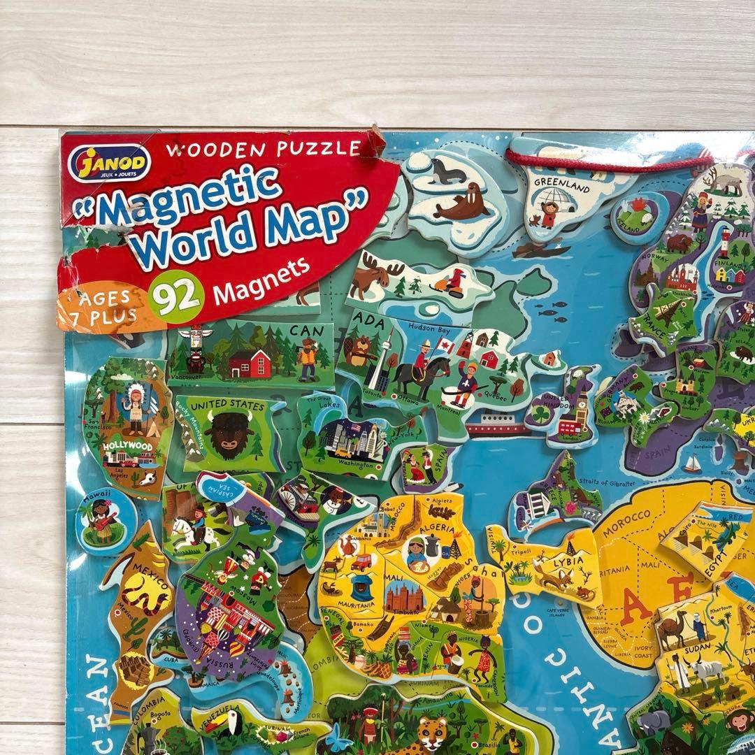 人気　Janod ジャノー　マグネット　ワールドマップパズル　世界地図　知育玩具