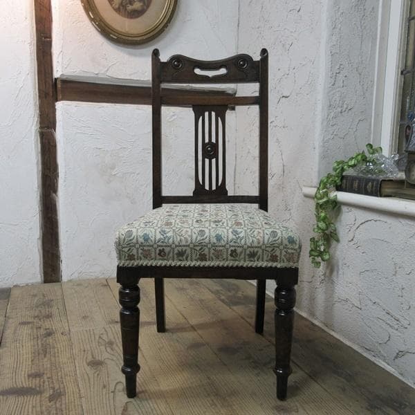 イギリス アンティーク 家具 ダイニングチェア 張りぐるみ椅子 英国 4208d
