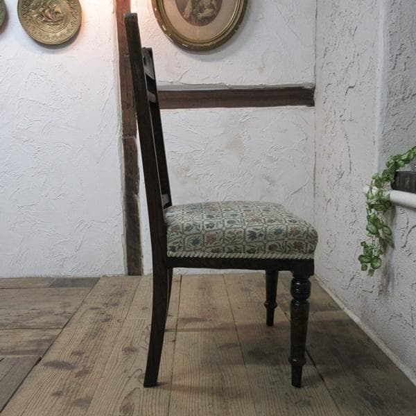 イギリス アンティーク 家具 ダイニングチェア 張りぐるみ椅子 英国 4208d