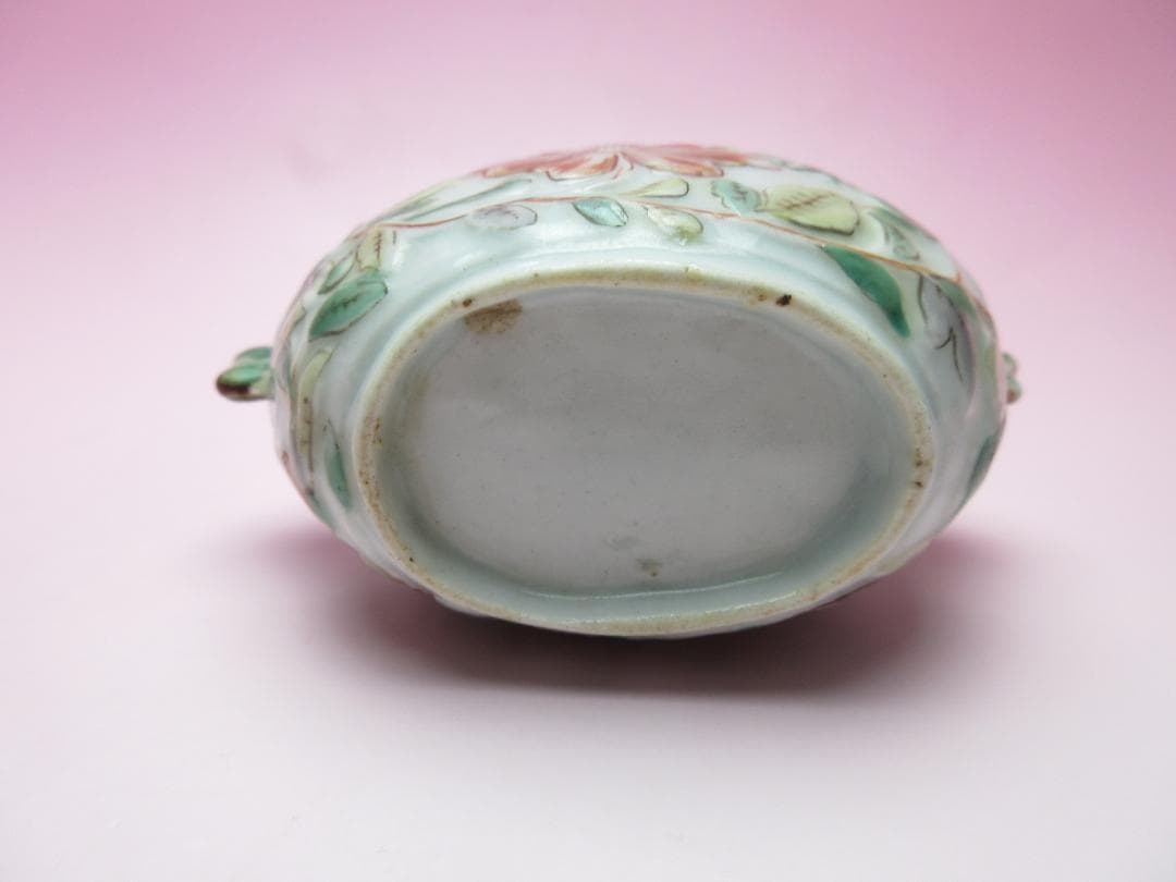 蝶彫刻 火屋 陽刻 花紋 古い 香炉 E90918