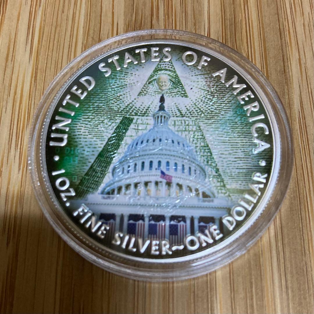 トランプ大統領　カラー銀貨　2020 ディープステート 1オンス　No.45！