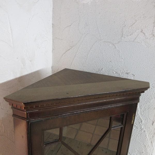 イギリス アンティーク 家具 コーナーキャビネット 飾り棚 店舗什器 6021e