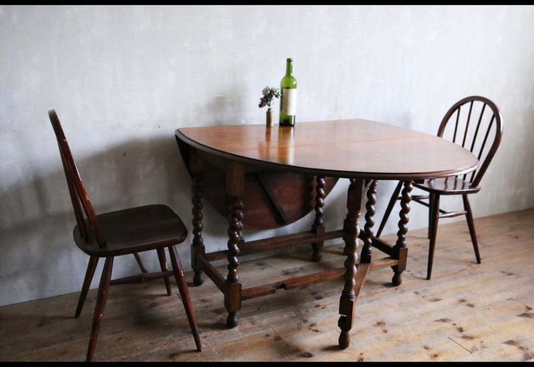 イギリスアンティーク古木ゲートレッグテーブル/木製バタフライ机