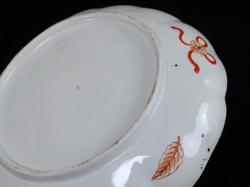 古伊万里　色絵　飛鶴に桜花紋　巻物の図　８寸皿　A571AS-fbku