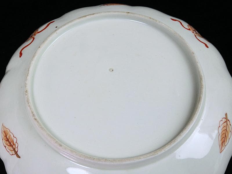 古伊万里　色絵　飛鶴に桜花紋　巻物の図　８寸皿　A571AS-fbku