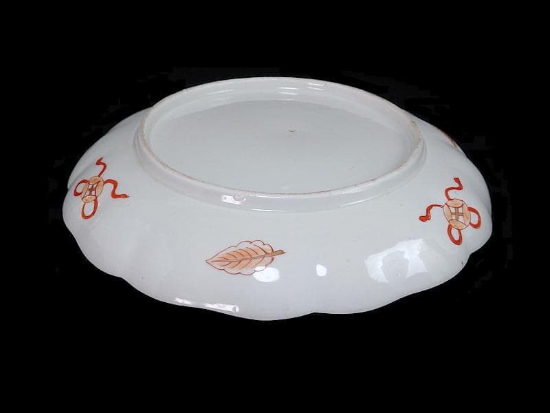 古伊万里　色絵　飛鶴に桜花紋　巻物の図　８寸皿　A571AS-fbku