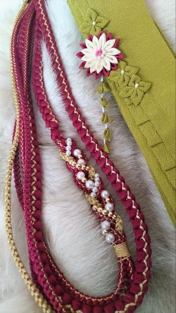 振袖フルセット　成人式前撮り卒業式　紺色桜菊牡丹鞠古典柄　振袖一式　正絹