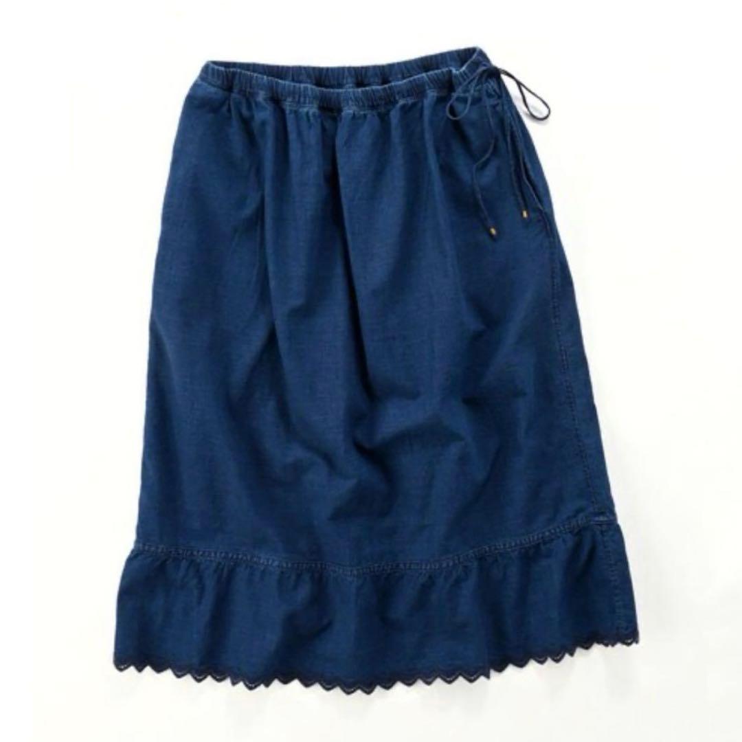 45R 平×ガーゼ二重織りのペチスカート　インディゴ重
