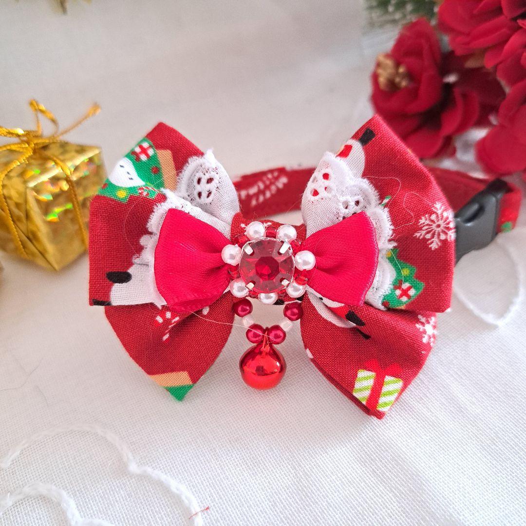 クリスマスシリーズ(赤シマナガエ)わんちゃん猫ちゃん用首輪