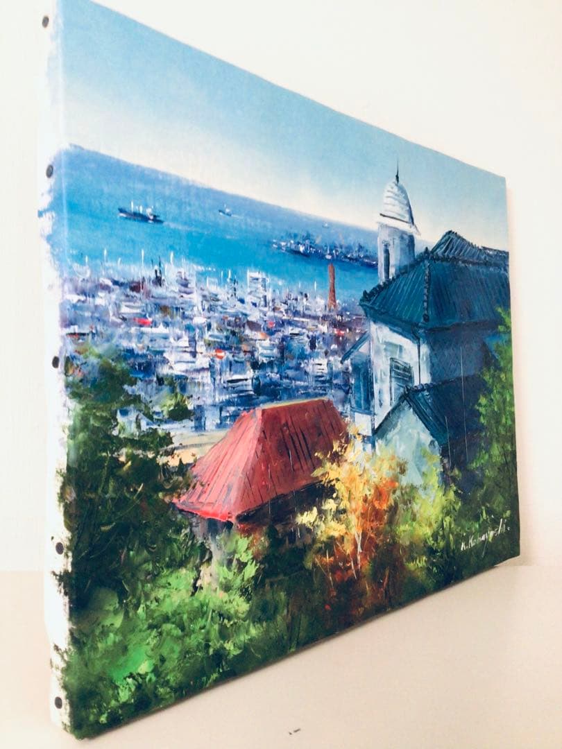 洋画家 小林幸三『異人館より神戸風景』 F6号 油彩画 高級額装つき