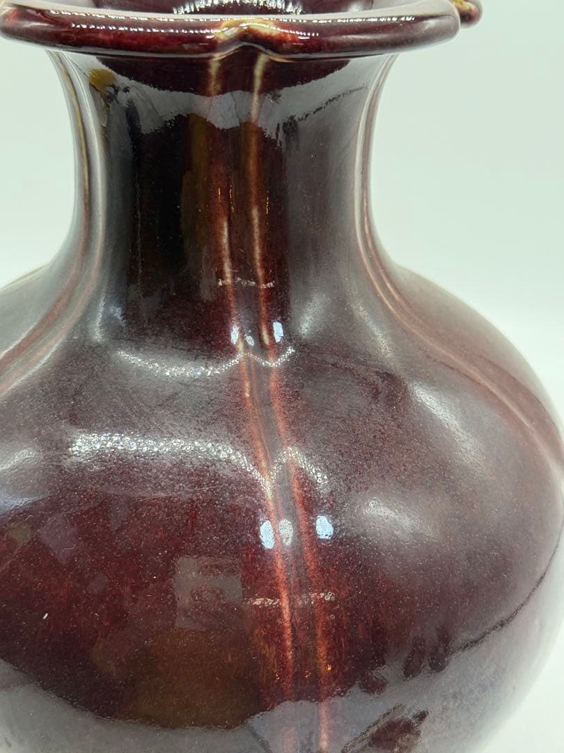 中国　雍正年製　辰砂釉花口瓶　紅釉　送料込み251202