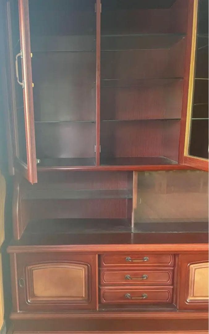 クラシック木製　キャビネット ダークブラウン　アンティーク 食器棚 本棚