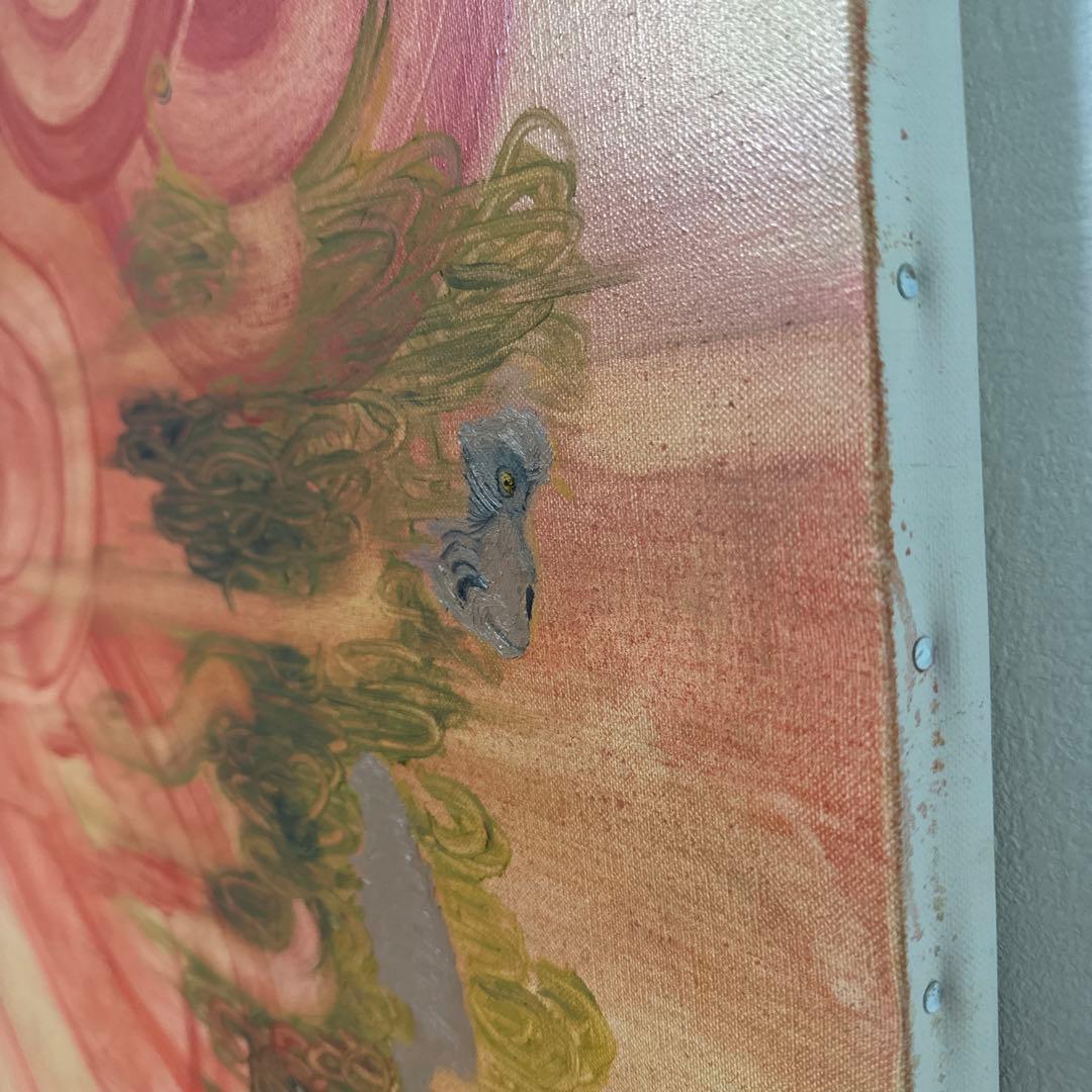 「日猿」　油絵　大作　油彩　猿　日本画