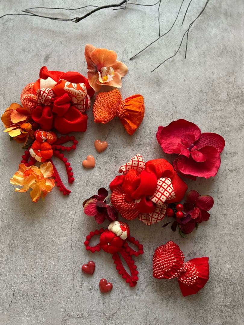 七五三　七五三髪飾り　ヘッドドレス　着物髪飾り　　双子ちゃんや姉妹set 077