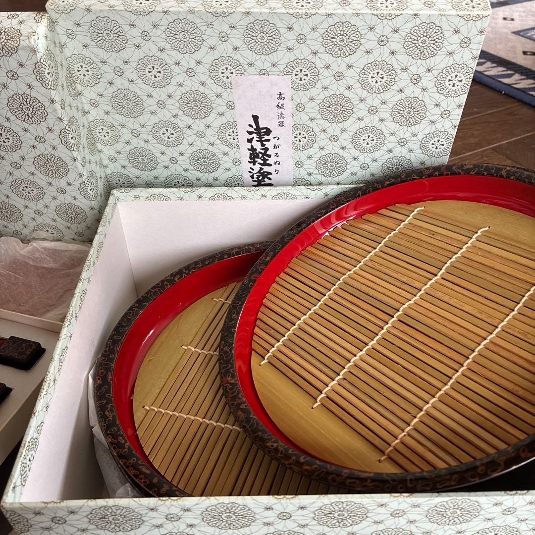 値下げ！津軽塗　蕎麦皿セット　（箸置き、おしぼり置き）