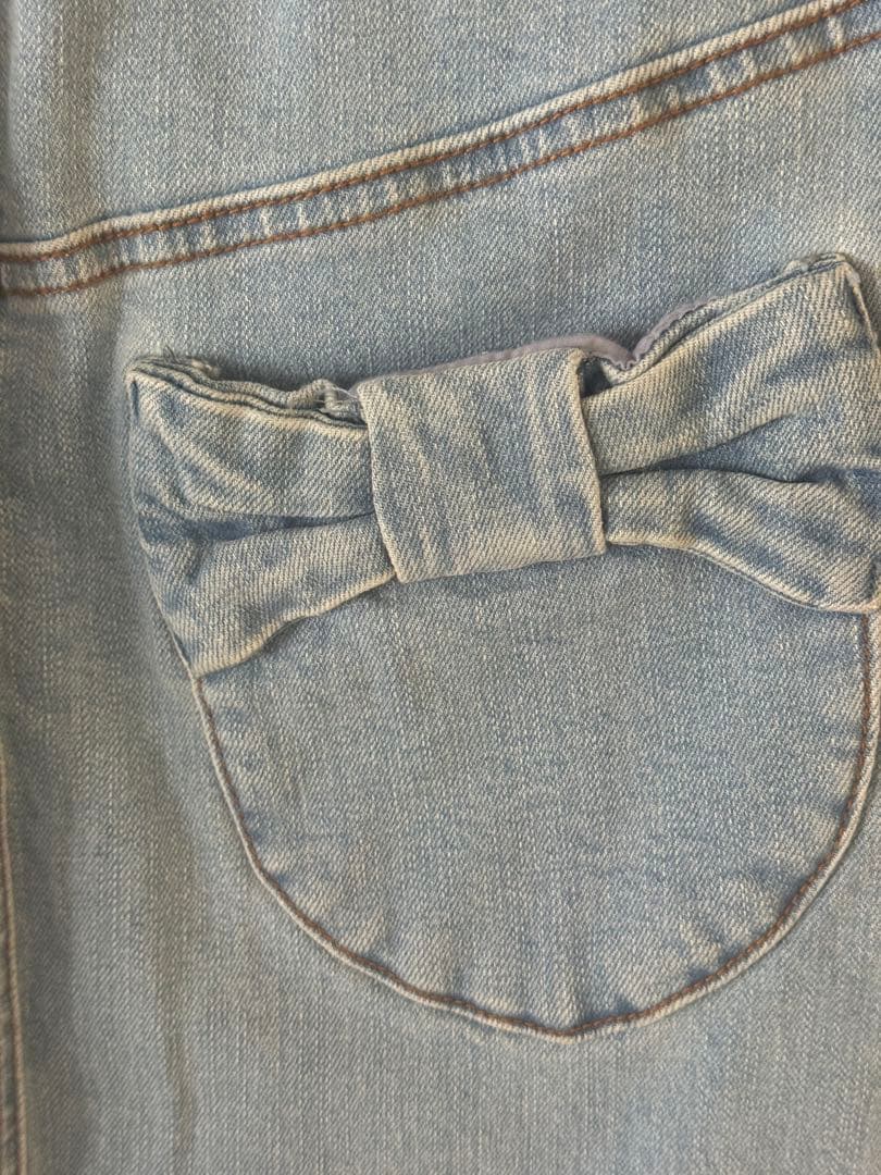 yukiemonおリボンデニムミドルスカート