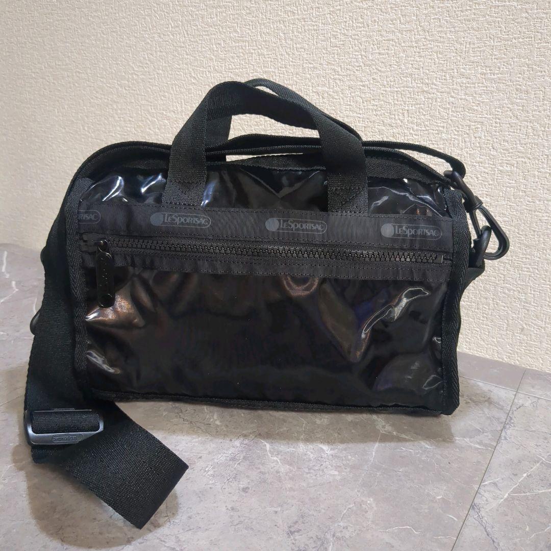 極美品☆レスポートサック ミニダッフル クロスボディ ブラックシャイン バッグ