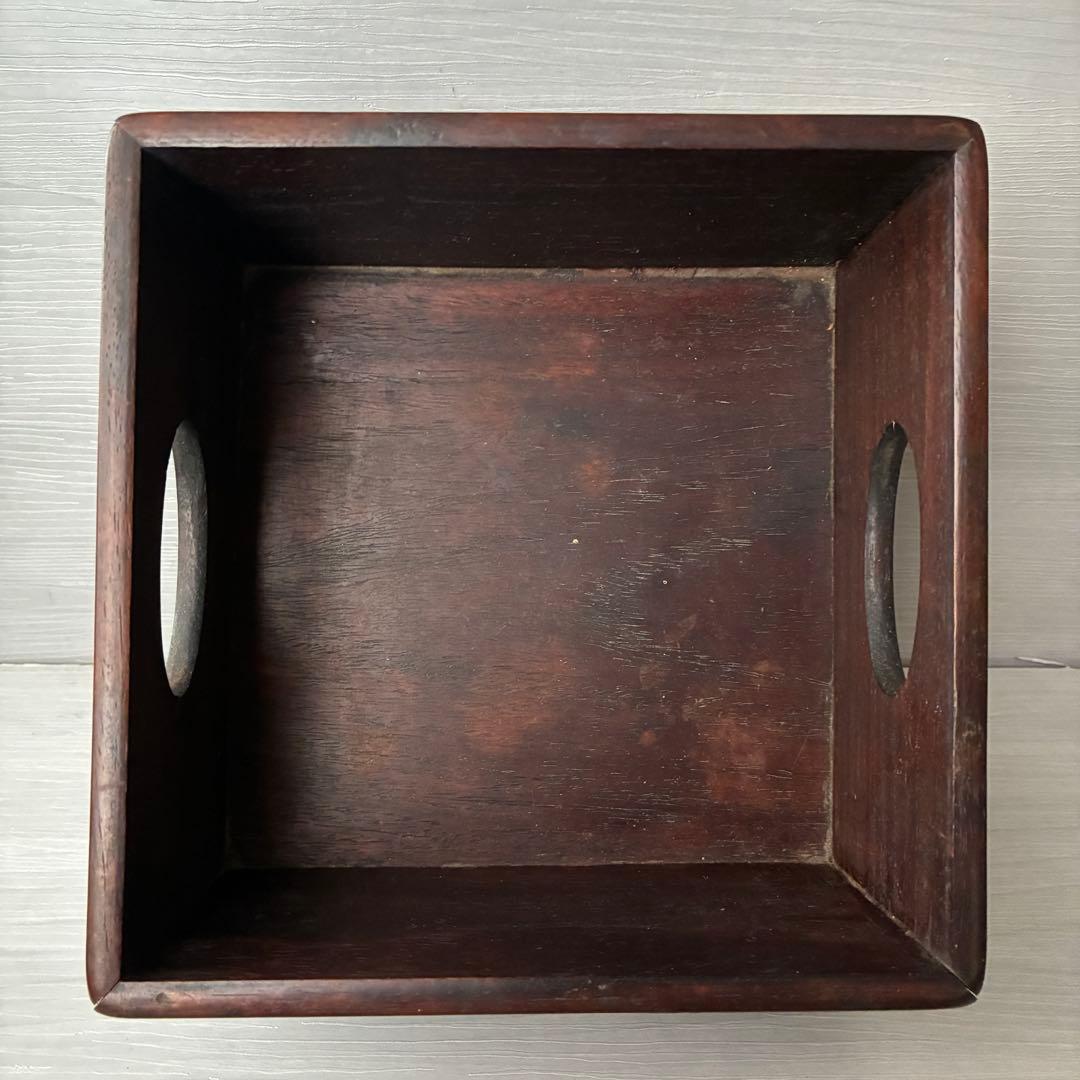 煙草盆　茶道具　九谷焼　陶器　角福　青手　灰入れ　竹灰吹　木箱　年代物　古道具