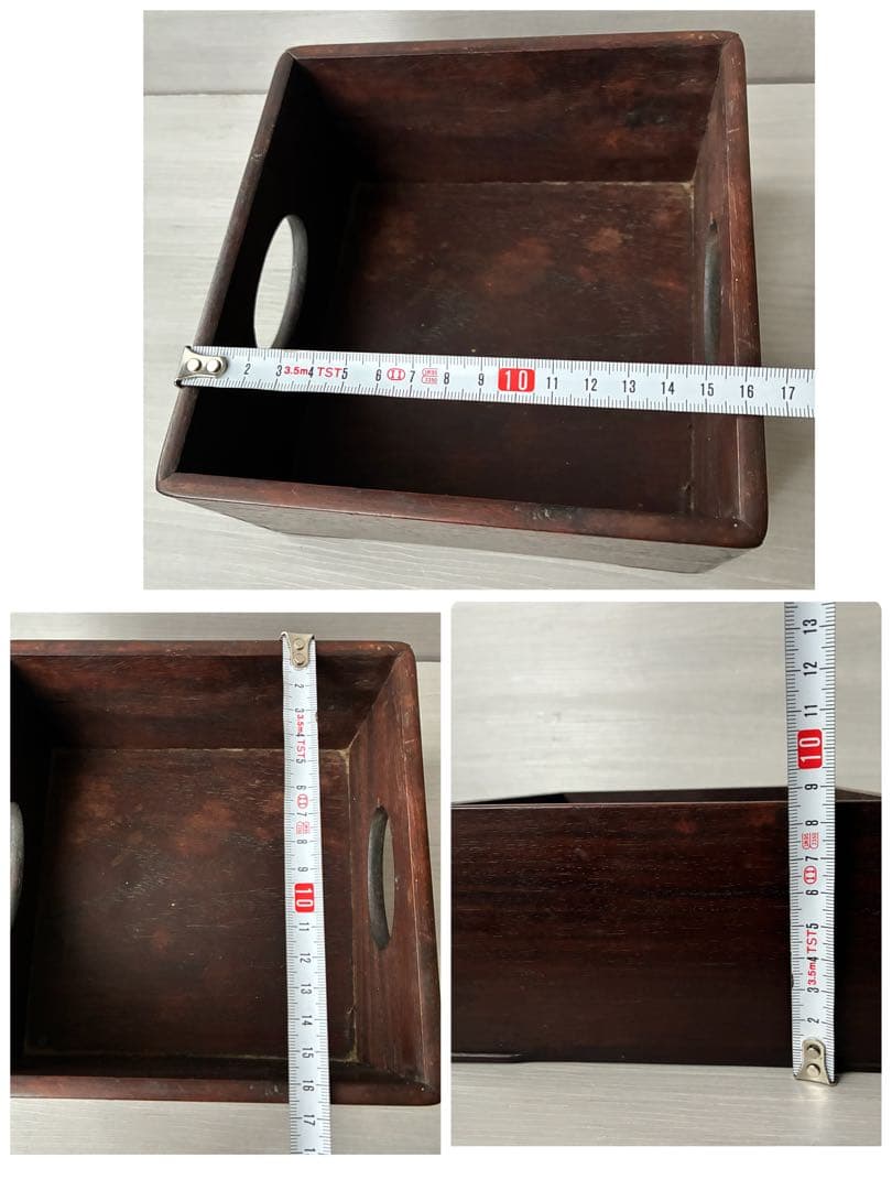 煙草盆　茶道具　九谷焼　陶器　角福　青手　灰入れ　竹灰吹　木箱　年代物　古道具