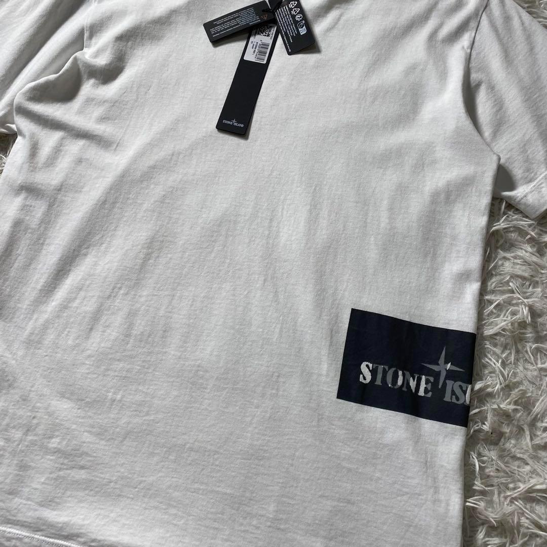 【新品未使用】ストーンアイランド　Tシャツ　プリント　ボックスロゴ　タグ付き　L