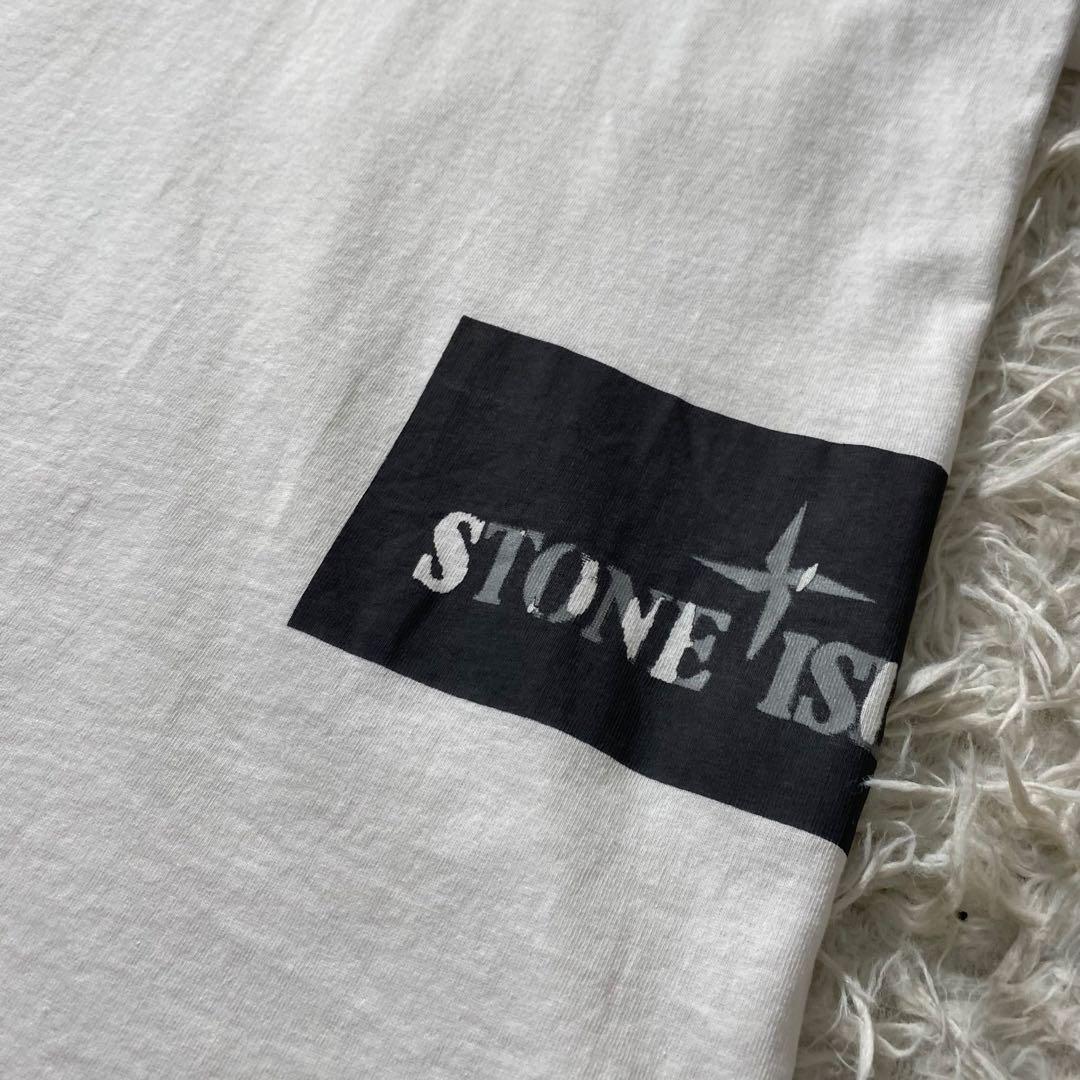 【新品未使用】ストーンアイランド　Tシャツ　プリント　ボックスロゴ　タグ付き　L