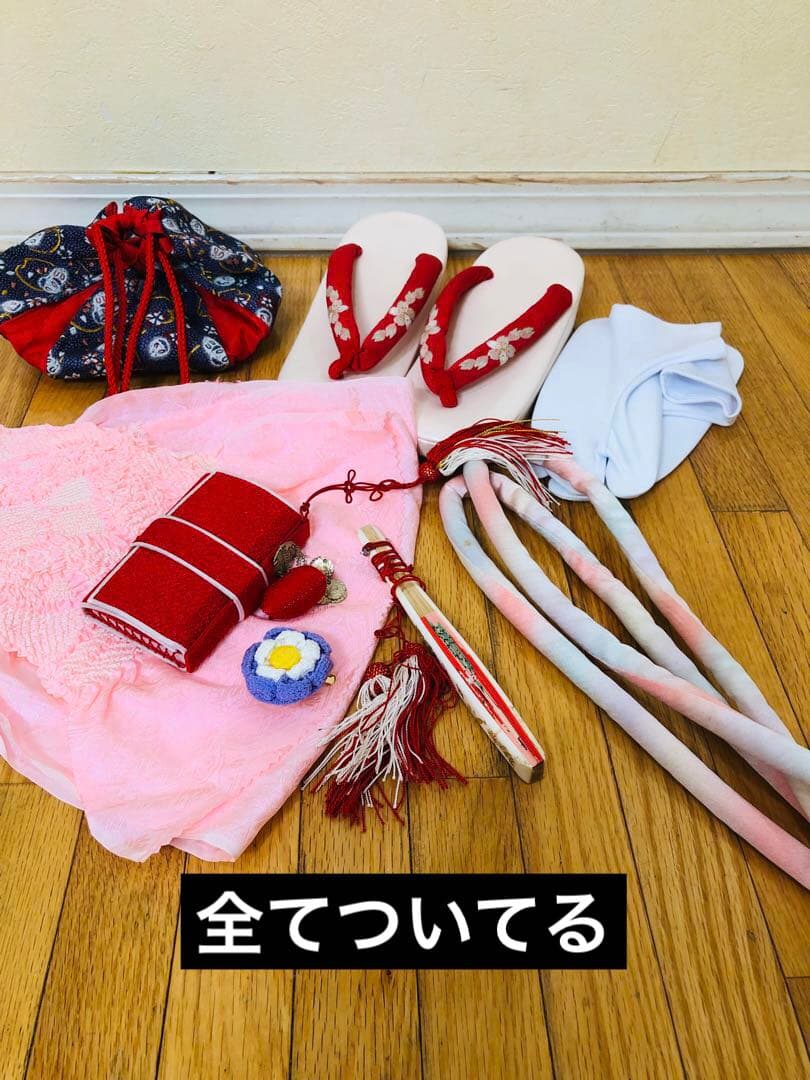 七五三七歳‼正絹️完全フルセット‼️人気Blue Greenに花車金彩煌びやか際立つ