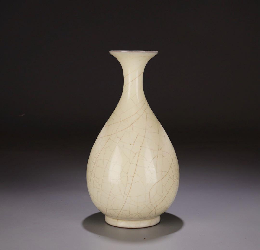 旧蔵　中国古美術　名窯 宋時代　月白釉玉壺 春瓶　貫入 景仁宫　文房具　時代物