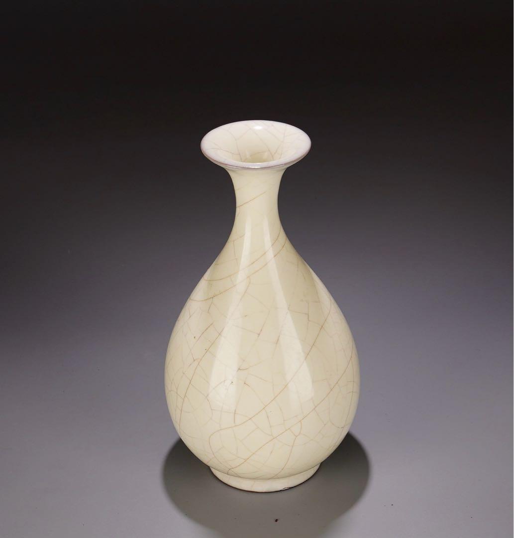 旧蔵　中国古美術　名窯 宋時代　月白釉玉壺 春瓶　貫入 景仁宫　文房具　時代物