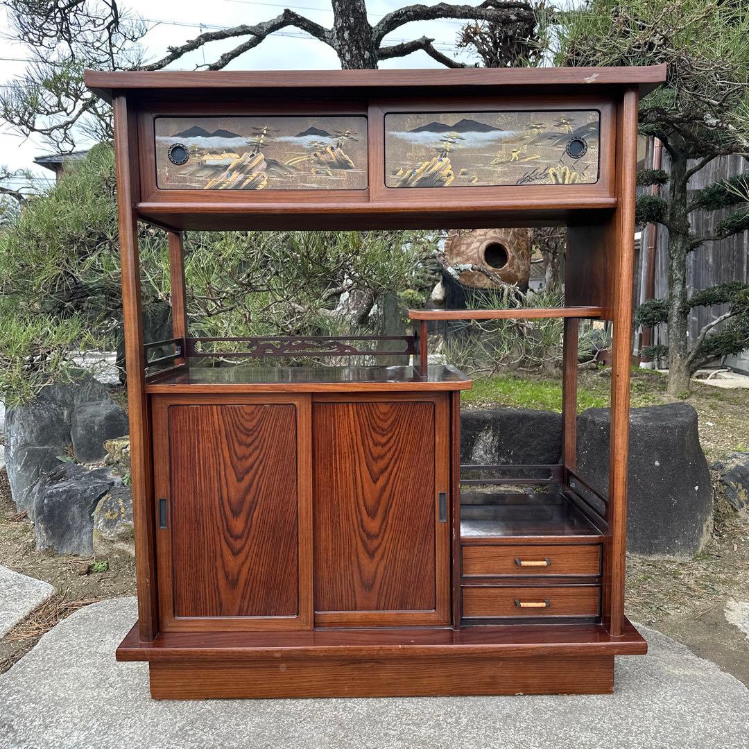 茶棚 茶箪笥 蒔絵 金彩 豪華 金厚塗り 立体感 重厚感 銘：玉水 螺鈿iso※