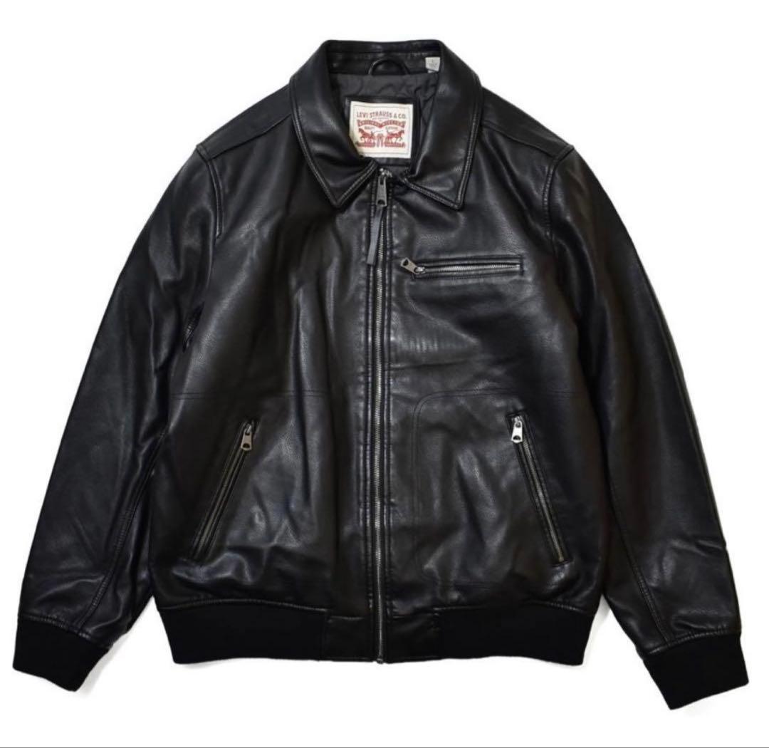 Levi'sレザー ボンバージャケット ブラック メンズ