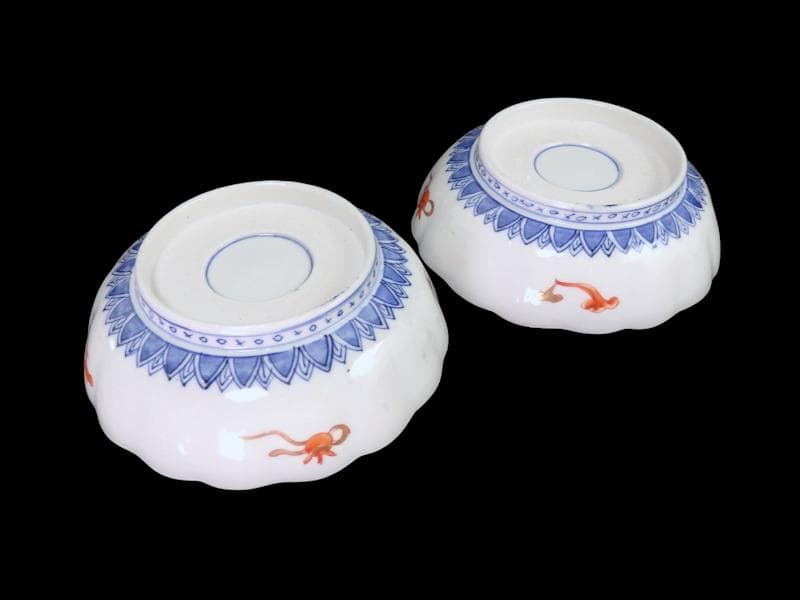 古伊万里　金襴手　桜花に春駒の図　膾皿　２客　F026AS-CVl