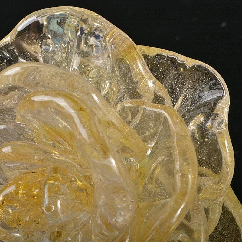 工芸ガラス　ガラス作家　伊藤珠美作　花　置物　V　R6827