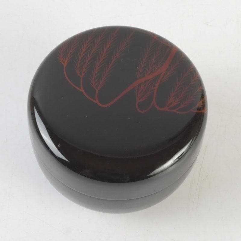 茶道具　越前塗師　中出松峰作　八雲塗　柳蒔絵　平棗　共箱　V　9643