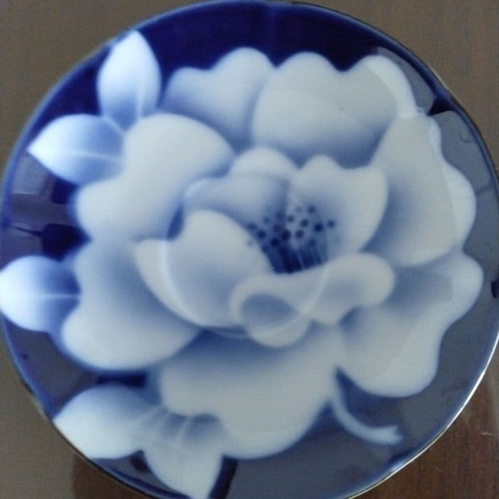 昭和レトロ⭐︎瑠璃色花模様のティーセット5点⭐︎新品未使用⭐︎手描きビンテージ